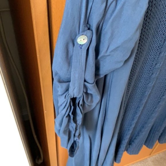 Blue Knit Asymmetrical Hem Tunic Dress - Picture 6 of 6